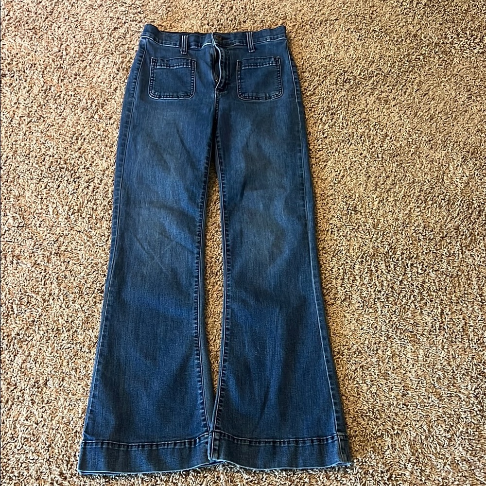 Sneak Peek Blue Flare Wide Leg Jeans